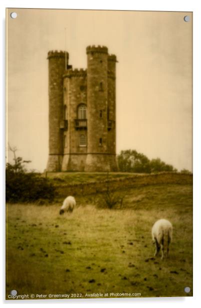 Grazing Sheep At Broadway Tower, Worchestershire Acrylic by Peter Greenway