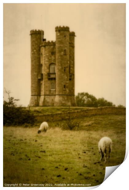 Grazing Sheep At Broadway Tower, Worchestershire Print by Peter Greenway