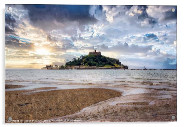 Sunrise over St Michaels Mount Acrylic by Roger Mechan