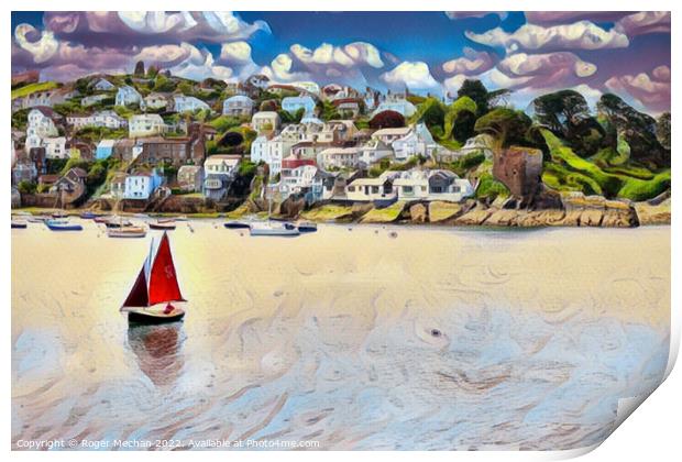 Peaceful Sail on Fowey Estuary Print by Roger Mechan