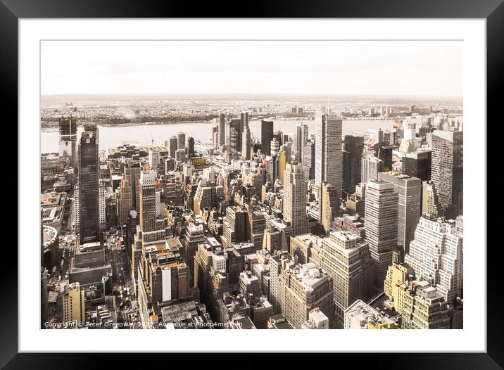 New York City Skyscrapers From The Empire State Bu Framed Mounted Print by Peter Greenway