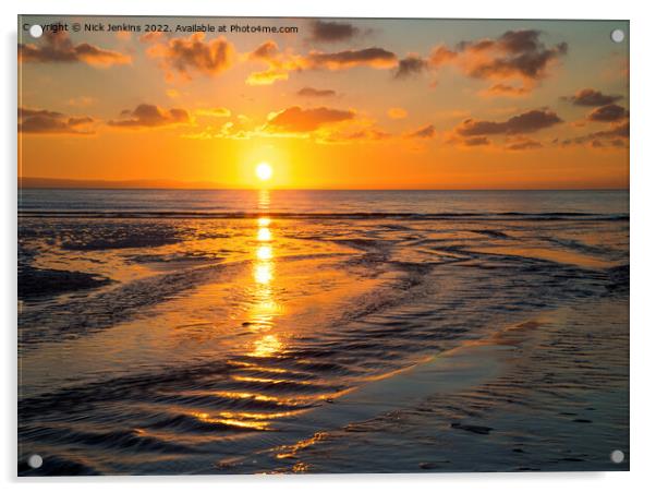 Sunset at Dunraven Bay Glamorgan Coast  Acrylic by Nick Jenkins