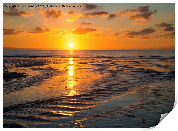 Sunset at Dunraven Bay Glamorgan Coast  Print by Nick Jenkins