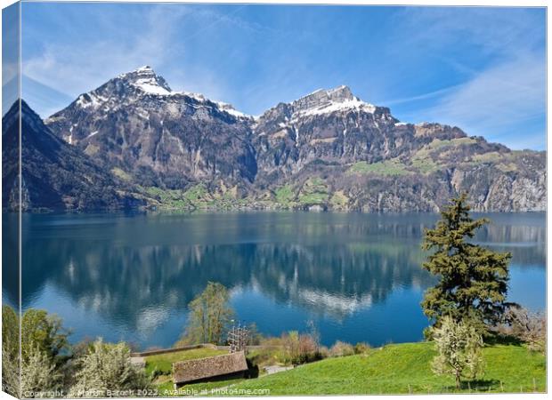 Lake Lucerne reflections  Canvas Print by Martin Baroch