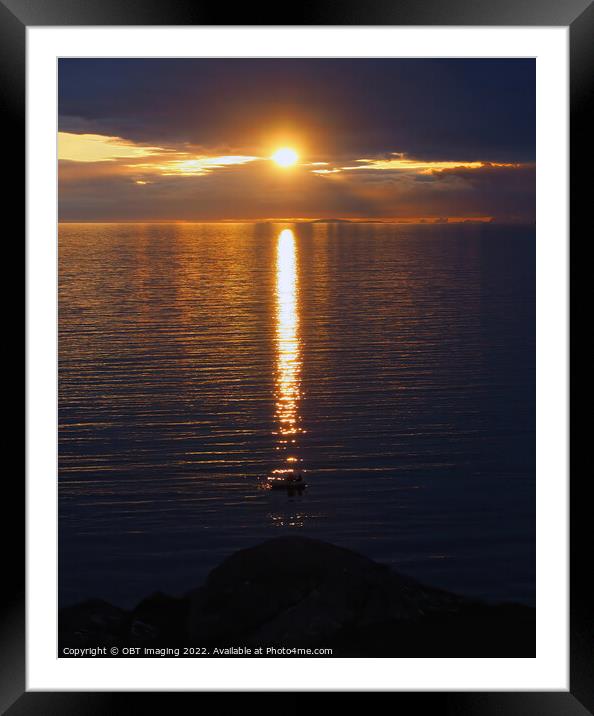 Sunset Boat Light Achmelvich Scottish Highlands Framed Mounted Print by OBT imaging