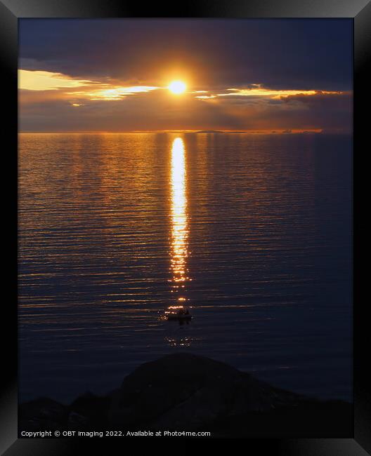 Sunset Boat Light Achmelvich Scottish Highlands Framed Print by OBT imaging