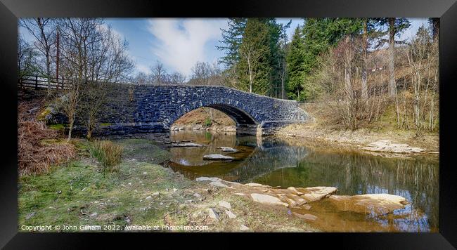 Single Arch Stone Bridge in Elan Valley Wales Framed Print by John Gilham