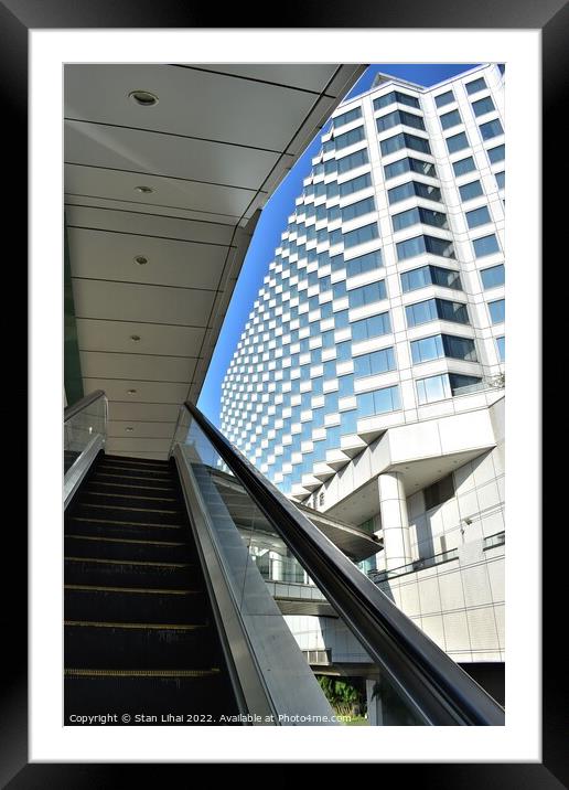 Escalator with building background Framed Mounted Print by Stan Lihai