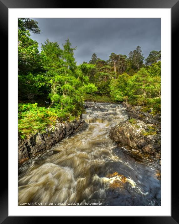 River Inver Peat Spate Nr Lochinver Assynt Scottish Highlands Framed Mounted Print by OBT imaging