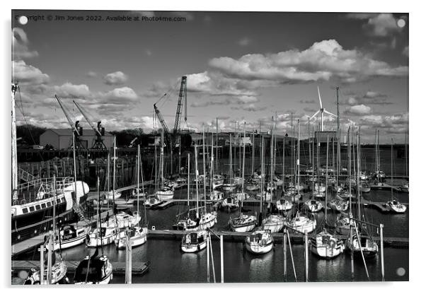 The Marina at South Harbour in Blyth, Northumberland - monochrome Acrylic by Jim Jones