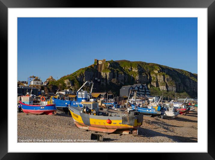 Boats at rest on the Stade. Framed Mounted Print by Mark Ward