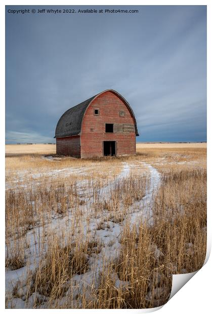 Abandoned farm buildings Print by Jeff Whyte