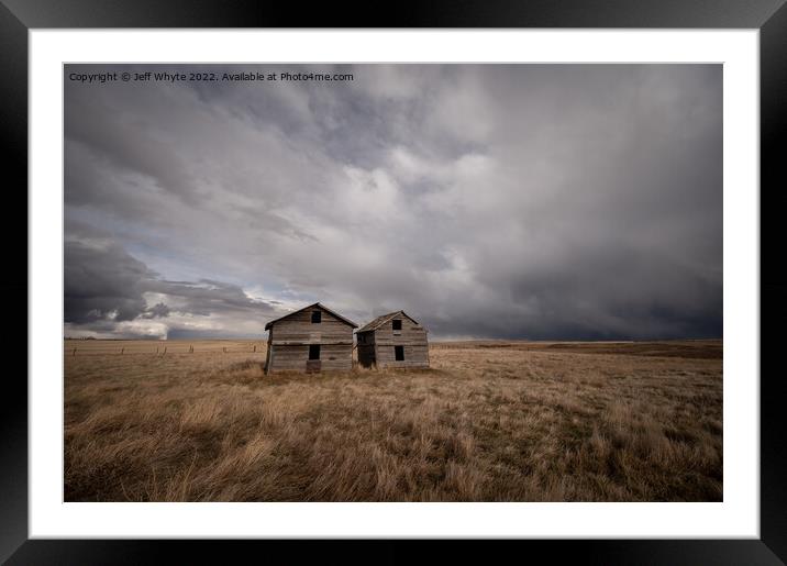 Abandoned farm buildings in Alberta Framed Mounted Print by Jeff Whyte