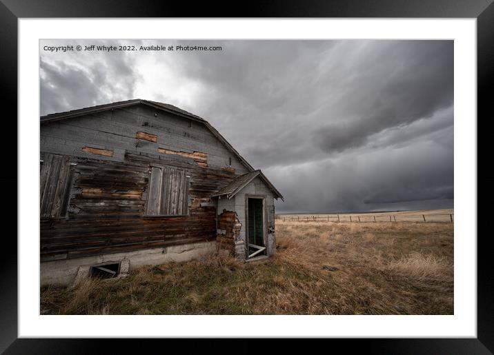 Abandoned farm buildings Framed Mounted Print by Jeff Whyte