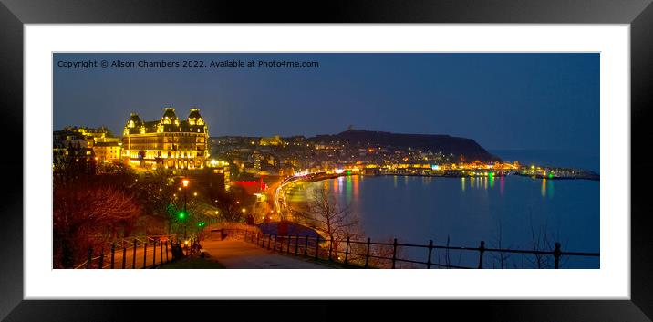 Scarborough Nighttime Panorama Framed Mounted Print by Alison Chambers