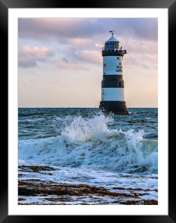 Trwyn Du Lighthouse Framed Mounted Print by Jim Monk