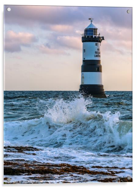 Trwyn Du Lighthouse Acrylic by Jim Monk