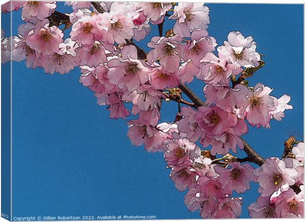 Cherry Blossom Digital Art Canvas Print by Gillian Robertson