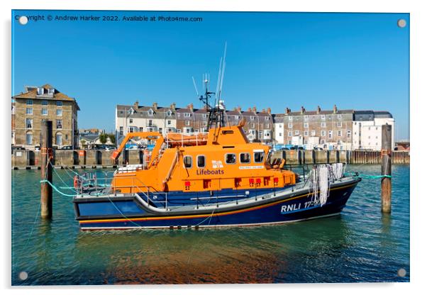 Weymouth Severn class RNLI Lifeboat 'Ernest and Ma Acrylic by Andrew Harker