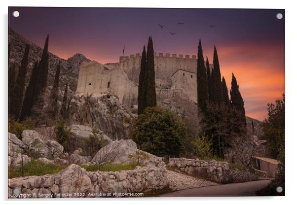 Castle Sokol in Dalmatia region. Croatia Acrylic by Sergey Fedoskin