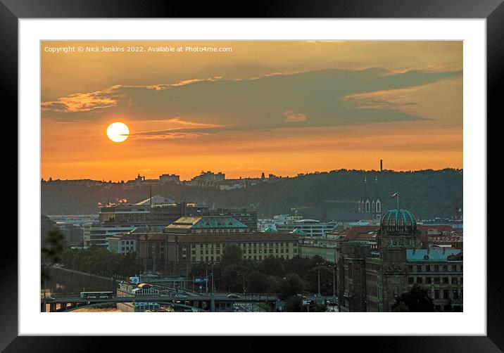 Sun Rising over Prague  Framed Mounted Print by Nick Jenkins