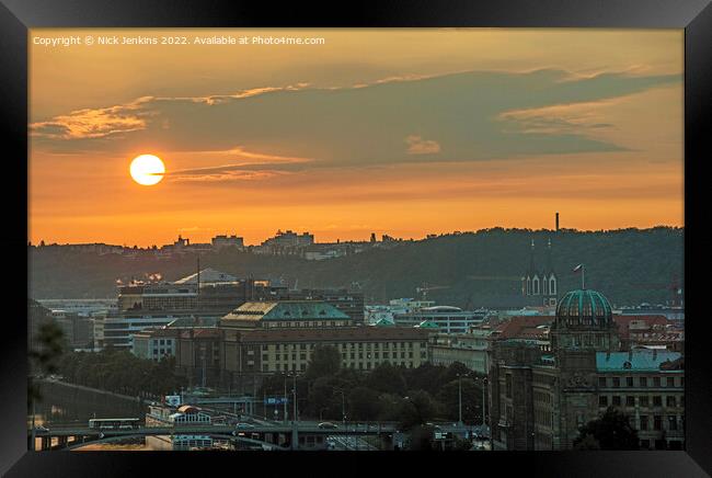 Sun Rising over Prague  Framed Print by Nick Jenkins