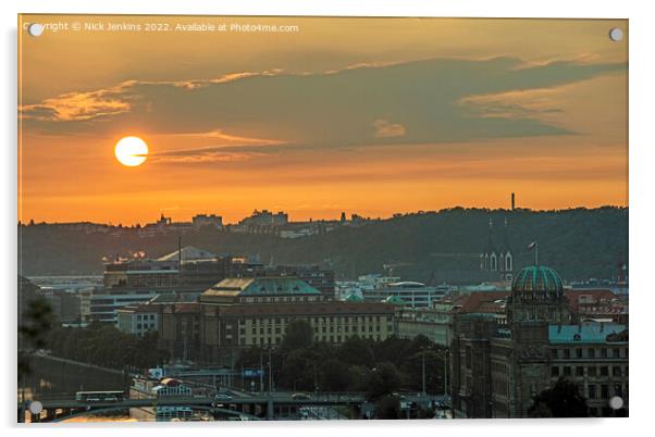 Sun Rising over Prague  Acrylic by Nick Jenkins