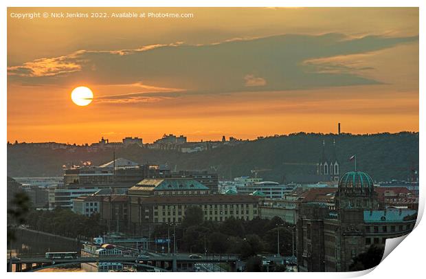 Sun Rising over Prague  Print by Nick Jenkins