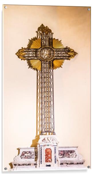 Cross Altar Saint Perpetue Church Nimes Gard France Acrylic by William Perry