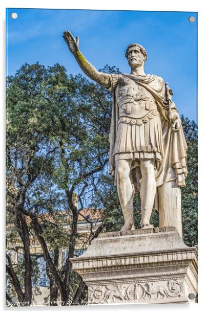 Ancient Roman Emperor Antoninus Pius Statue Nimes Gard France Acrylic by William Perry