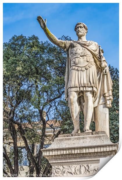 Ancient Roman Emperor Antoninus Pius Statue Nimes Gard France Print by William Perry