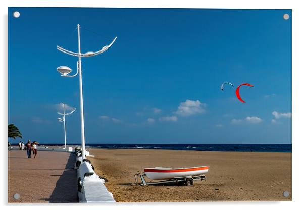Playa Honda, Lanzarote  Acrylic by Joyce Storey