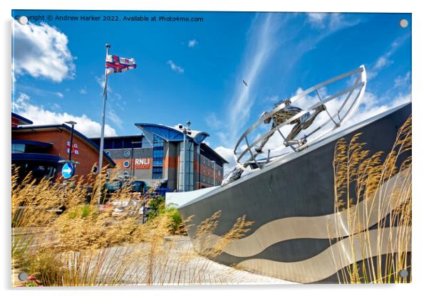 The RNLI College and Memorial Sculpture at Poole,  Acrylic by Andrew Harker