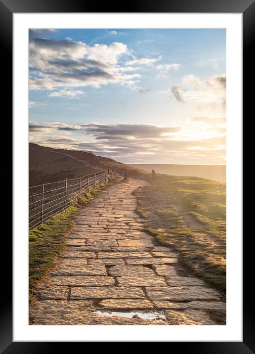 Hazy Mam Tor Sunset Framed Mounted Print by Liam Neon