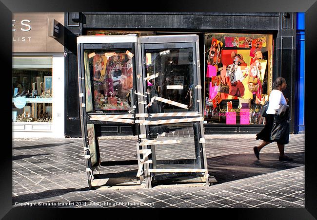 The leaning phonebooths of Liverpool Framed Print by Maria Tzamtzi Photography