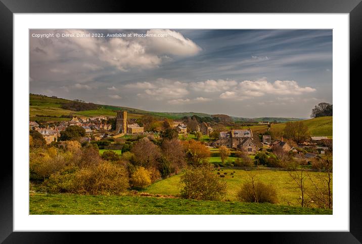 Looking over to Abbotsbury Abbey Framed Mounted Print by Derek Daniel