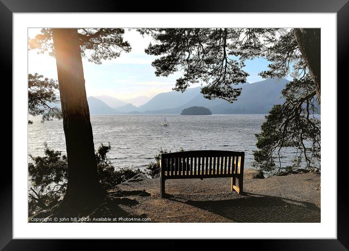 Derwentwater seat, Cumbria. Framed Mounted Print by john hill