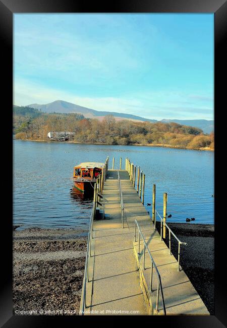 Landing stage Derwent water, Cumbria. Framed Print by john hill