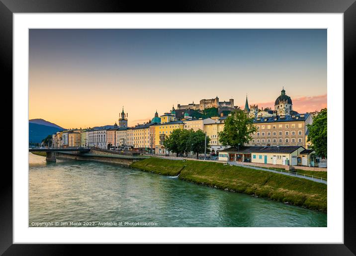 Salzach River and Old Town, Salzburg Framed Mounted Print by Jim Monk