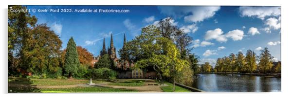 Lichfield Cathedral and Minster Pool Acrylic by Kevin Ford