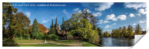 Lichfield Cathedral and Minster Pool Print by Kevin Ford