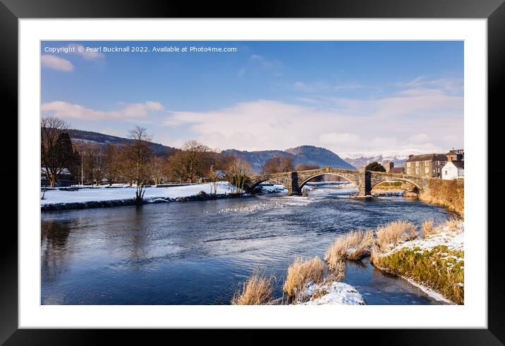 Conwy River and Llanrwst Bridge in Winter Framed Mounted Print by Pearl Bucknall