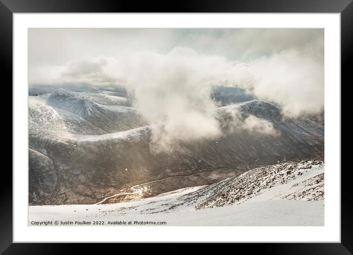 The Lairig Ghru from Cairn Toul, Cairngorms Framed Mounted Print by Justin Foulkes