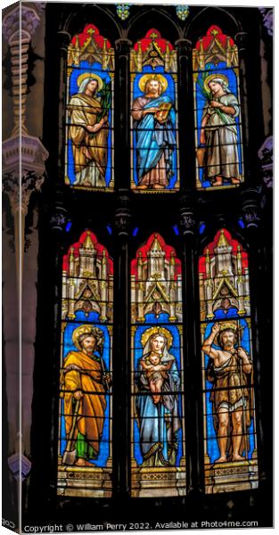 Jesus Mary Stained Glass Saint Perpetue Church Nimes France Canvas Print by William Perry