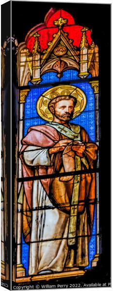 Saint Augustine Stained Glass Saint Perpetue Church Nimes France Canvas Print by William Perry