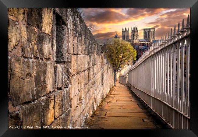 York's Ancient Walls Embrace the Minster Framed Print by Kevin Elias