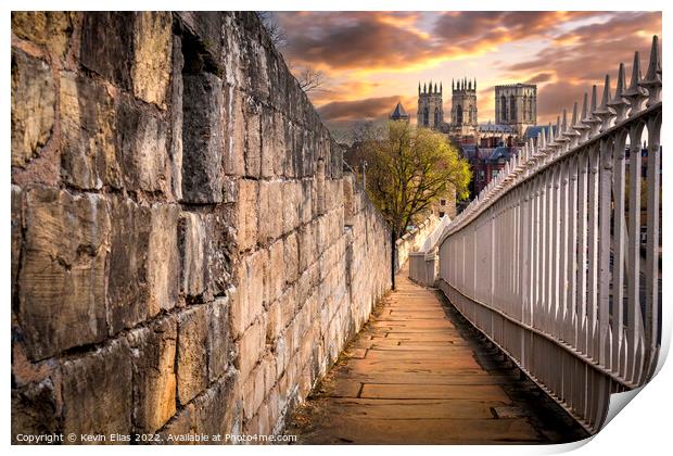 York's Ancient Walls Embrace the Minster Print by Kevin Elias