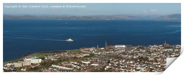 Largs and the Cumbrae Ferry Print by Alan Crawford