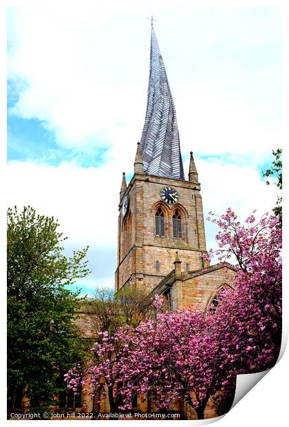 Crooked spire, Chesterfield, Derbyshire. Print by john hill