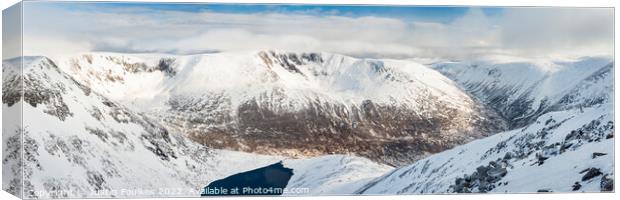Panoramic view of Braeriach and the Lairig Ghru, Cairngorms Canvas Print by Justin Foulkes